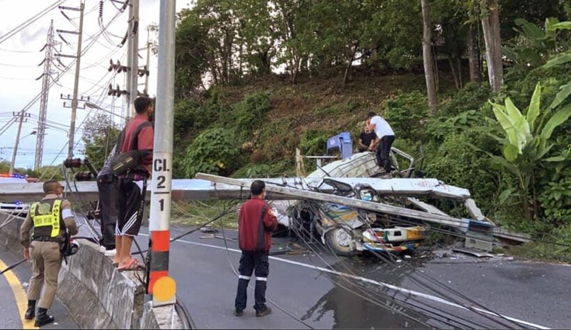 Two men die after truck plows into power pole in Phuket