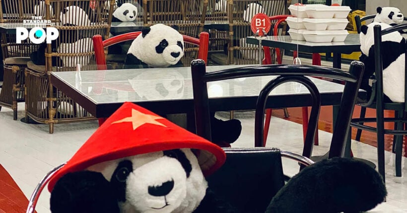 Social distancing pandas fill empty seats at Bangkok restaurant