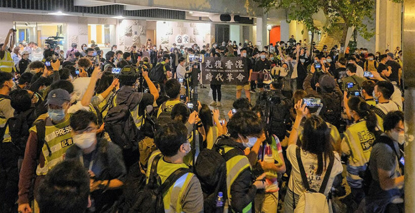 Covid restrictions ignored in Hong Kong as hundreds of protesters take to the streets