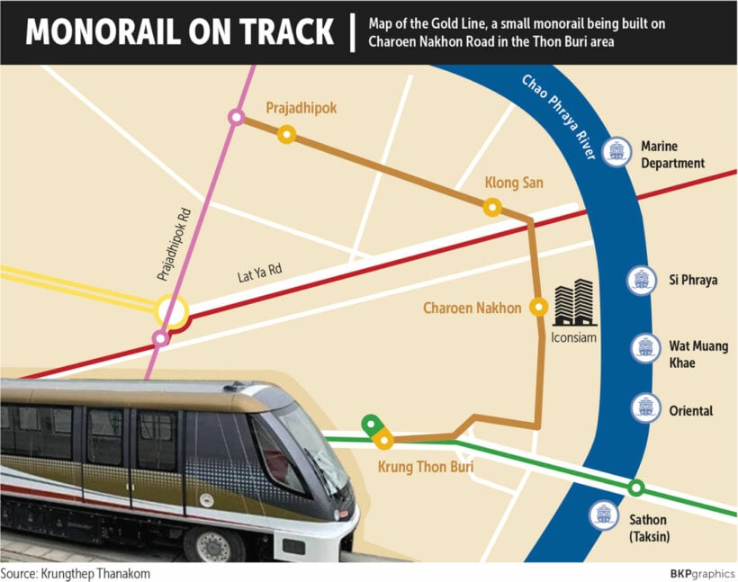 &quot;Gold Line&quot; monorail will bring more mass transport to the Chao Phraya west bank | News by Thaiger