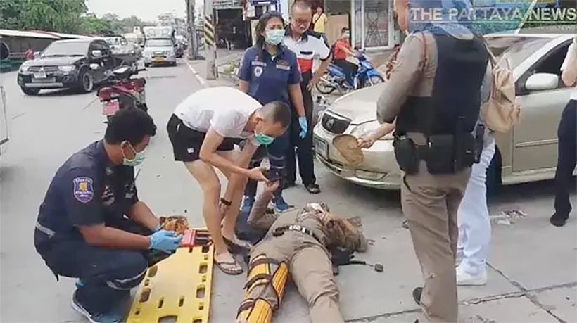 3 vehicle incident injures 2 Chon Buri policemen