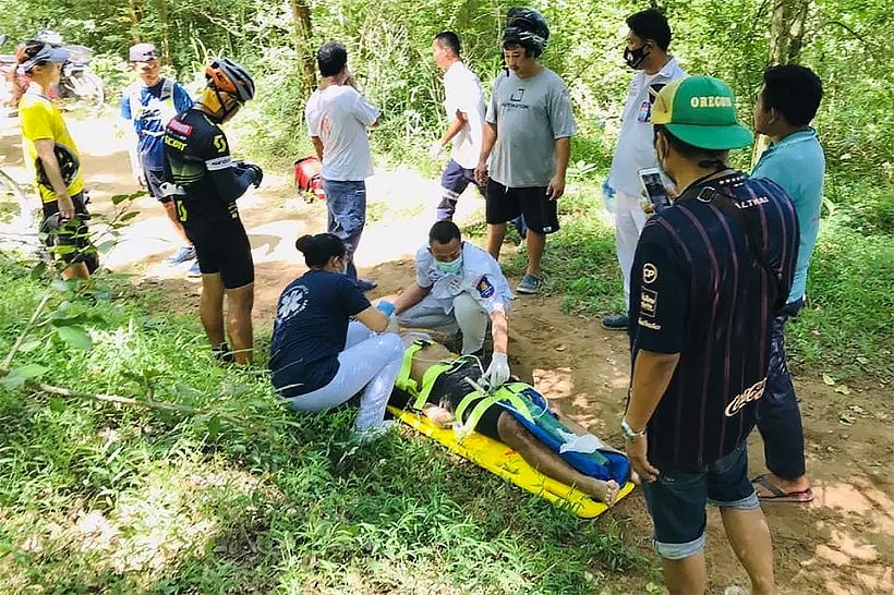 Injured adventure cyclist rescued in Chon Buri forest – VIDEO