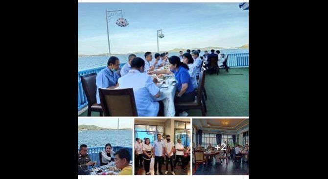ชาวเน็ตติง อนุทินการ์ดตก นั่งทานอาหารโต๊ะแน่นเอี๊ยด :โควิด-19 | The Thaiger