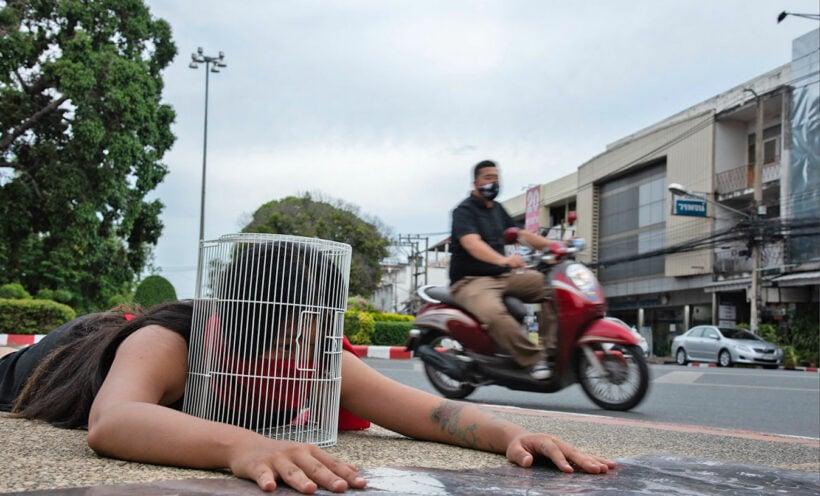 Chiang Mai performance artists demonstrate for free speech