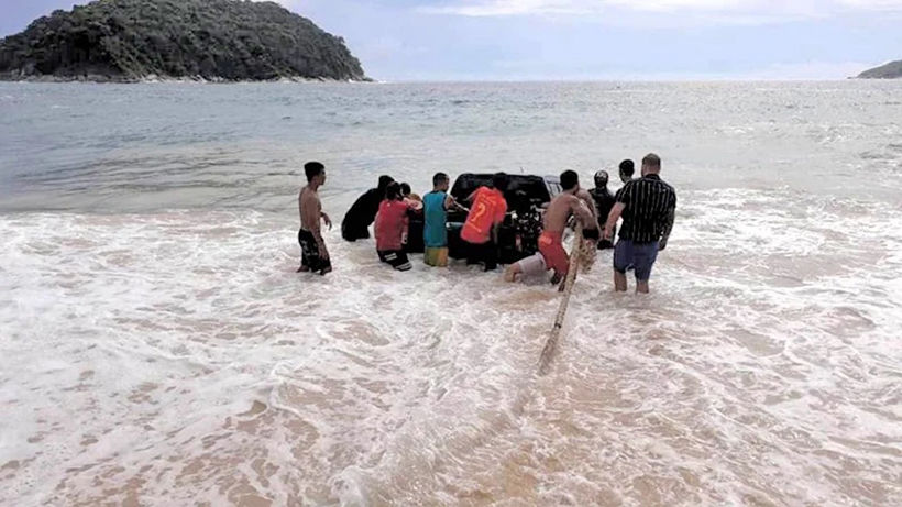 Truck goes for a swim at Phuket beach – VIDEO