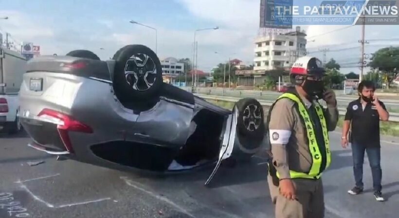 Two-car collision in Pattaya as flying plastic bag obscures driver’s vision