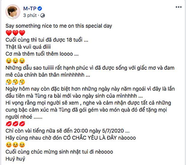 Fan tan chảy vì màn đàn hát "Có Chắc Yêu Là Đây" đúng 0h mừng sinh nhật của Sơn Tùng M-TP | News by Thaiger