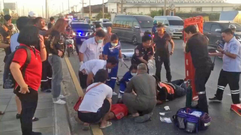 Burmese man, motorcyclist injured in Samut Prakan crash - VIDEO | News by Thaiger