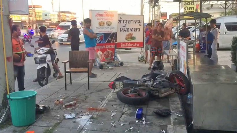 Burmese man, motorcyclist injured in Samut Prakan crash – VIDEO