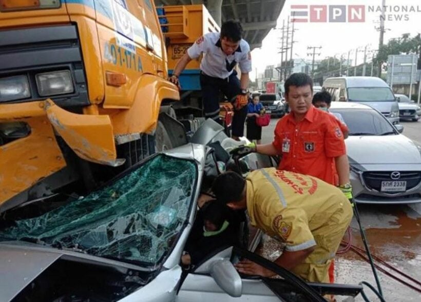 1 dead, 2 injured, as out-of-control construction truck ploughs into family car