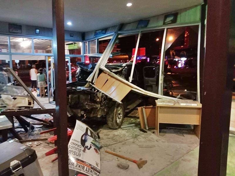 9 year old killed after truck hydroplaned into Phuket restaurant and shop | The Thaiger