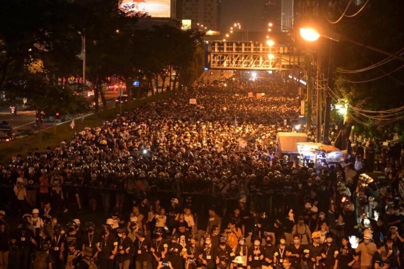 Thousands of protesters descend on the German Embassy in Bangkok awaiting to submit their petition