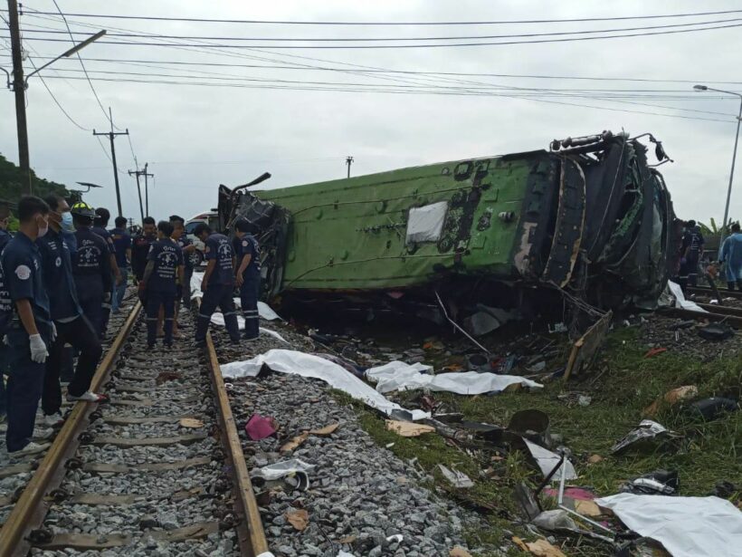 UPDATE: 18 dead, 44 injured, bus collides with train in Chachoengsao