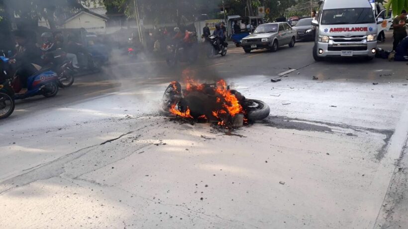 1 killed, another severely injured in motorcycle collision in Bangkok