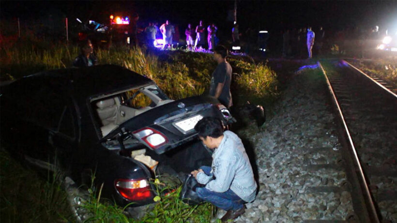 Motorist escapes with minor injuries after train ploughs into car in Chumphon