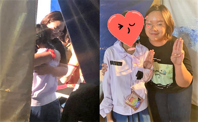 Schoolgirl bursts into tears meeting Panasaya, fearing for activist’s safety