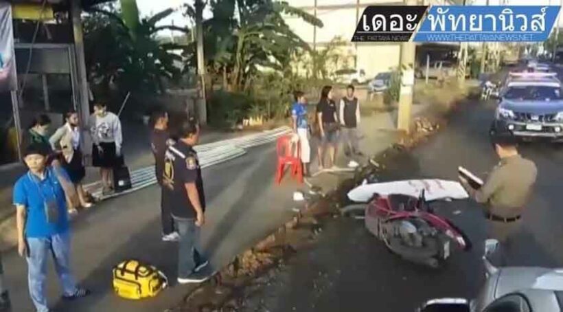 1 woman dies, another injured, after motorbike collides with truck in Chon Buri