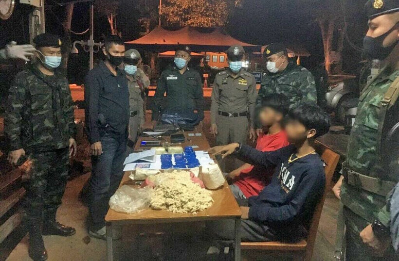 Kanchanaburi police officer’s twin sons arrested for trafficking methamphetamines