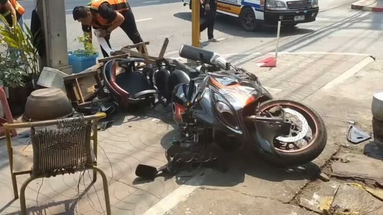 Foreign man and Thai woman injured in motorcycle accident