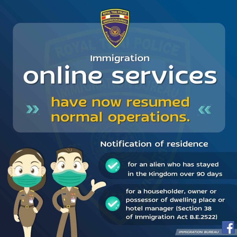 Thai Immigration says online system for 90 day reports is back up and running | News by Thaiger