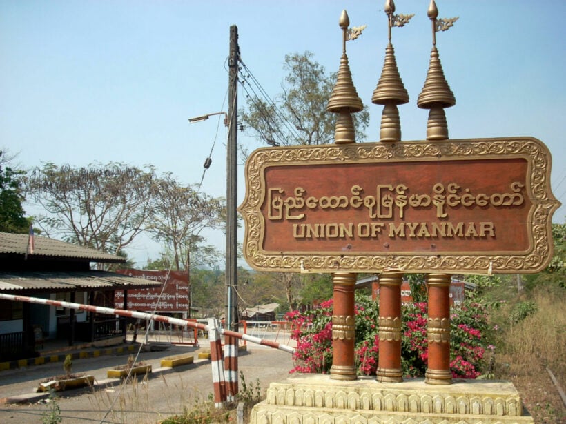 Thai soldiers keep watch after bomb explosions in Myanmar border town