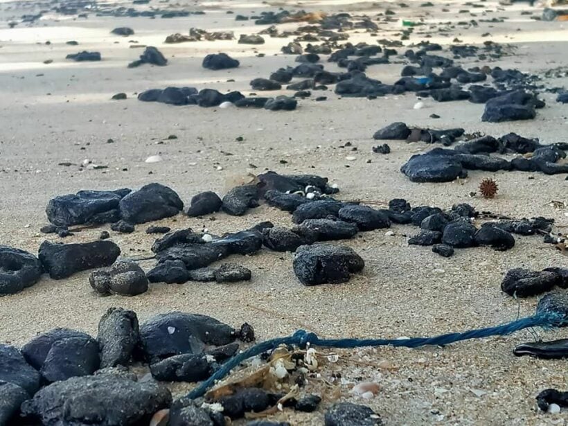 Tar balls spreading along Phuket’s west coast beaches