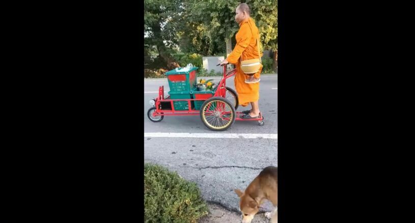 Monk uses electric cart on morning alms, other monks reportedly not thrilled