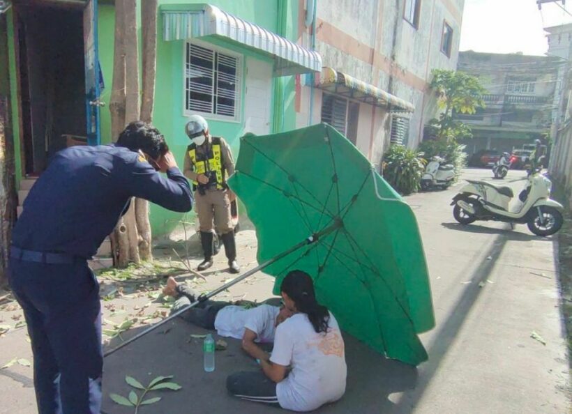 Man falls off 4th story roof only breaking arm and chin