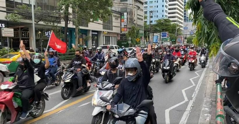 Motorbike “mob” protest in Bangkok, police advise drivers to take alternative routes