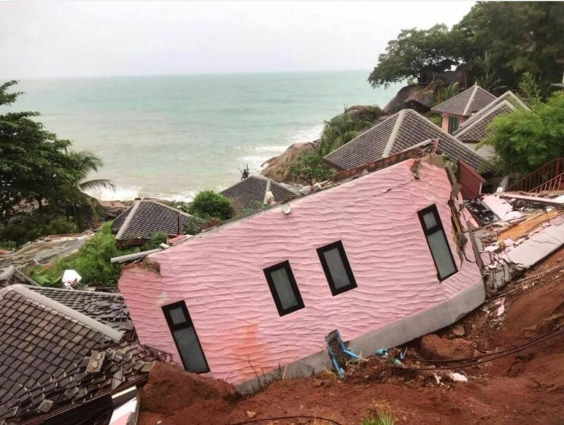 Heavy rain and landslide cause villas at Koh Samui resort to collapse