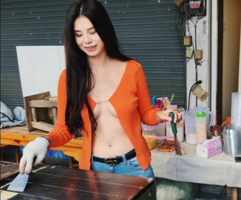 Sexy street vendor’s sales spike after busty shirt goes viral