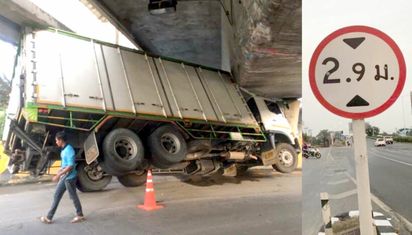 Truck driver following GPS wedged in U-turn underpass