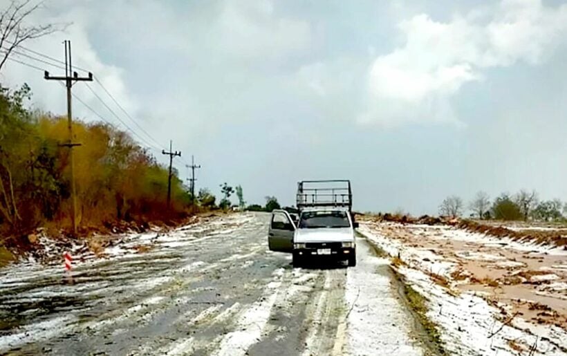 Storms in Northern Phayao province create a snowlike sight