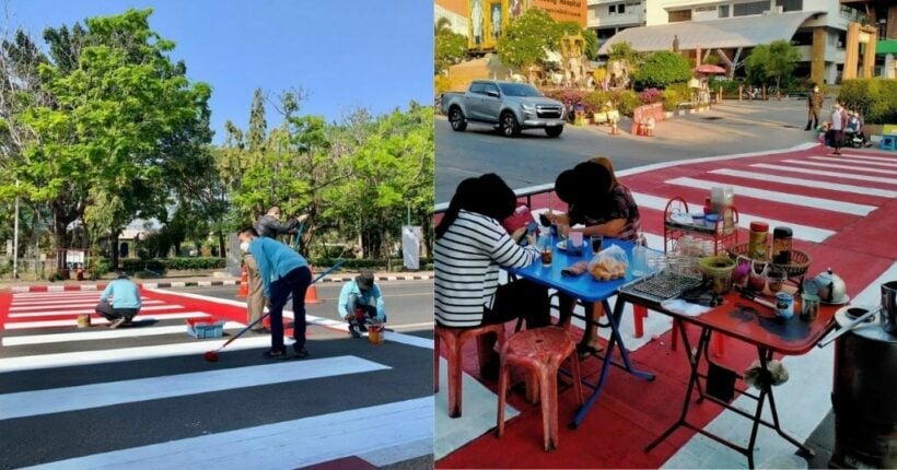 Local coffee shop fined 500 baht for tables placed on a crosswalk