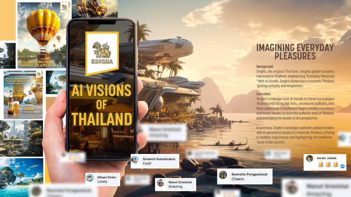 Singha advertising campaign in Thailand, using AI