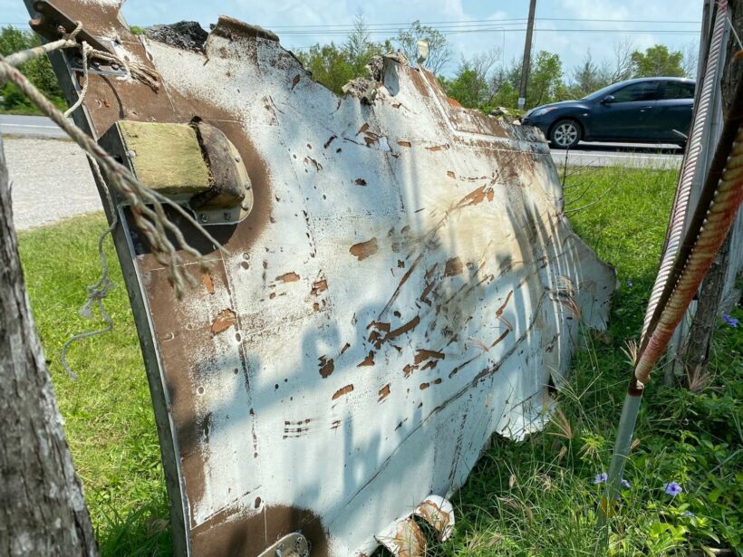 Aircraft wreckage washes up on Nakhon Si Thammarat beach in Southern Thailand