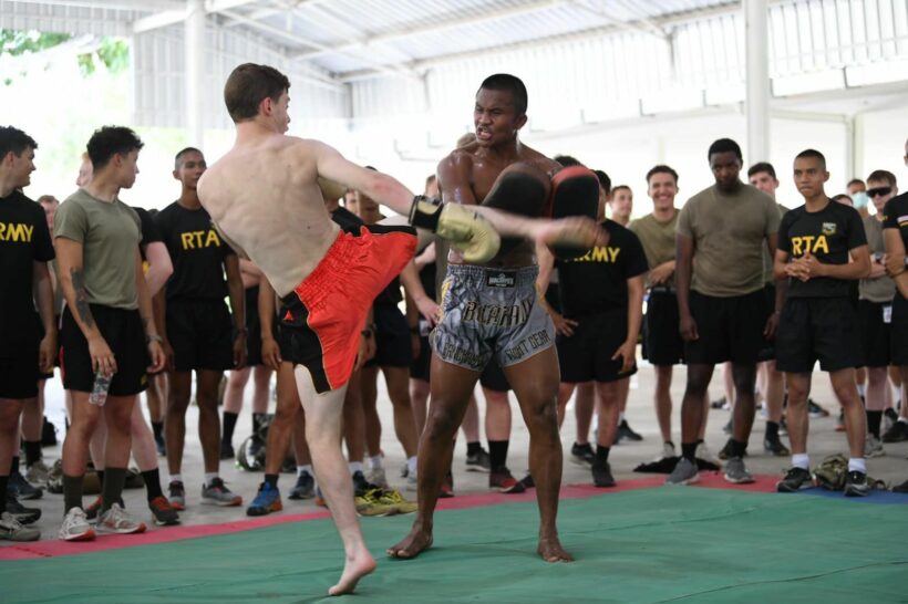 Professional Muay Thai fighter trains Thai and US troops