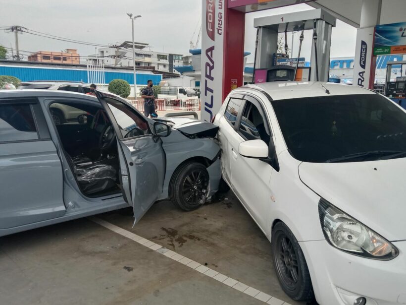 Petrol station attendant in Bangkok loses leg after being hit by another car while servicing