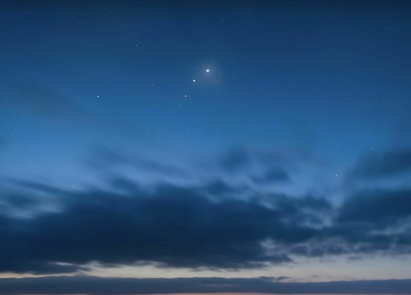 Planets align with crescent moon for early morning spectacle over Thailand