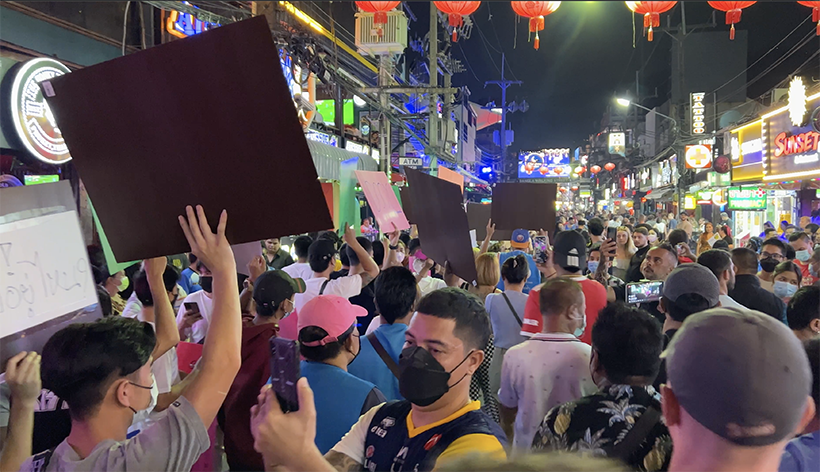 Hotel and bar staff protest on Phuket’s Bangla Road after viral video prompts crackdown