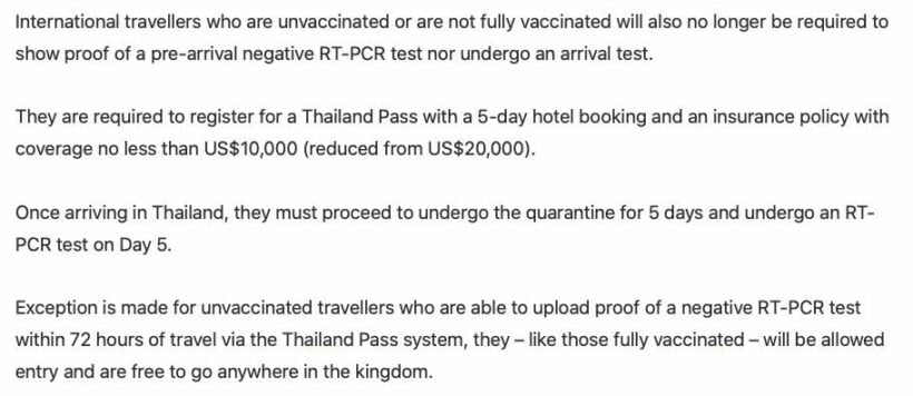 BREAKING: Thailand drops PCR test on arrival, no SHA hotel, ATK test 'optional' | News by Thaiger