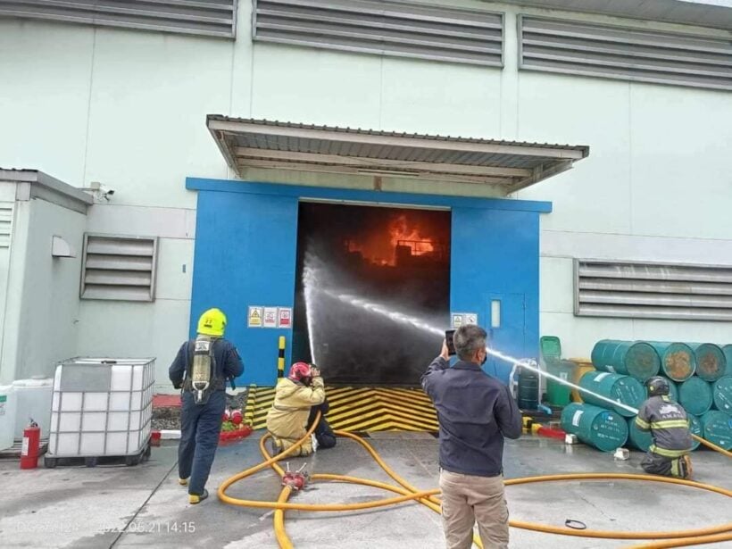 2 Chon Buri factory workers suffer burns after fire