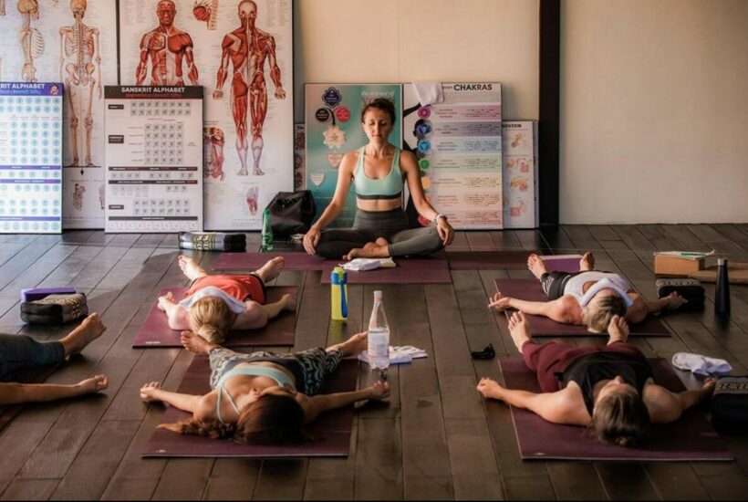 Yoga studio 'pod' with instructor. Vikasa Yoga Centre, Bangkok