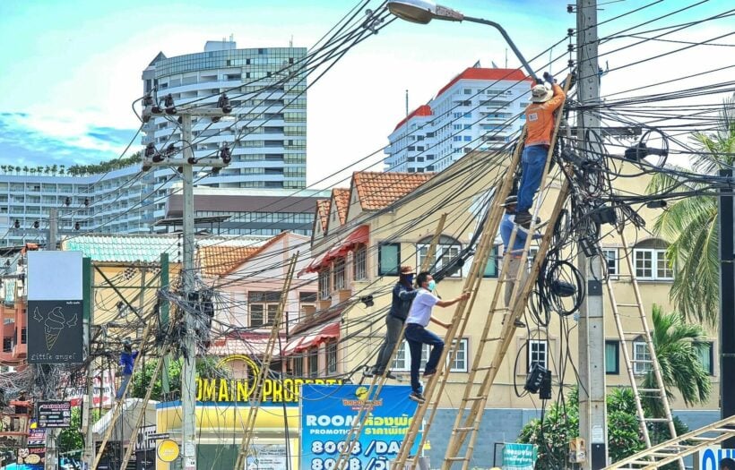 Mayor delivers election promise to rid Pattaya of its ugly cables