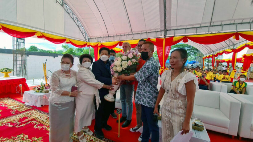 Raising King and Queen Pillars Ceremony near Lieb Tang Rodfai Road in Pattaya