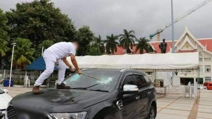 woman smashes car