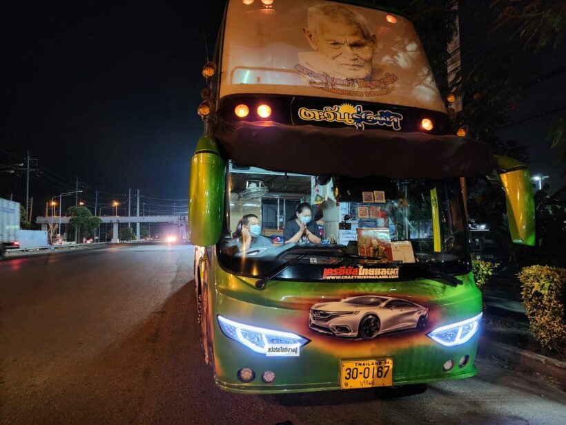 Coach bus driver praised after giving free rides from central Thailand to Isaan