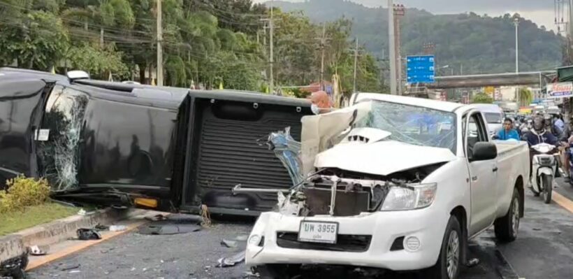 Phuket pickup truck accident injures three people in front of school