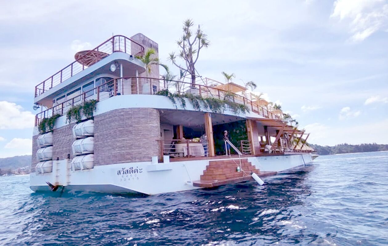 Floating beach club party barge requests to anchor in Phuket