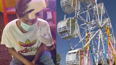 Ferris wheel cabin door falls off and knocks out Isaan man